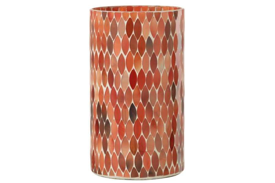 HURRICANE MOSAIC LEAF GLASS RED/ORANGE LARGE