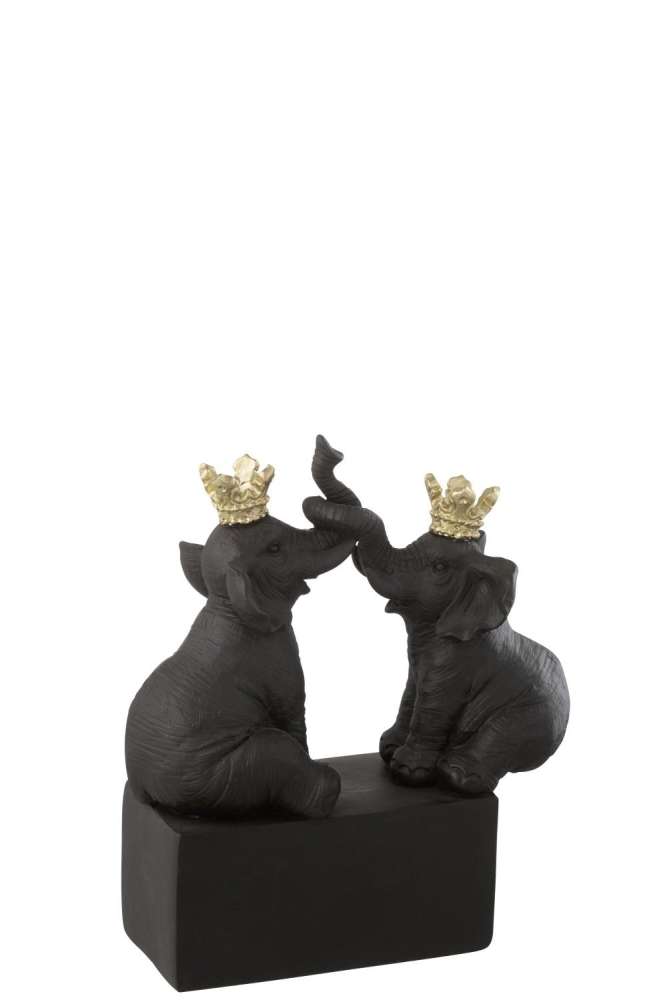 ELEPHANT CROWN ON BASE RESIN BLACK/GOLD