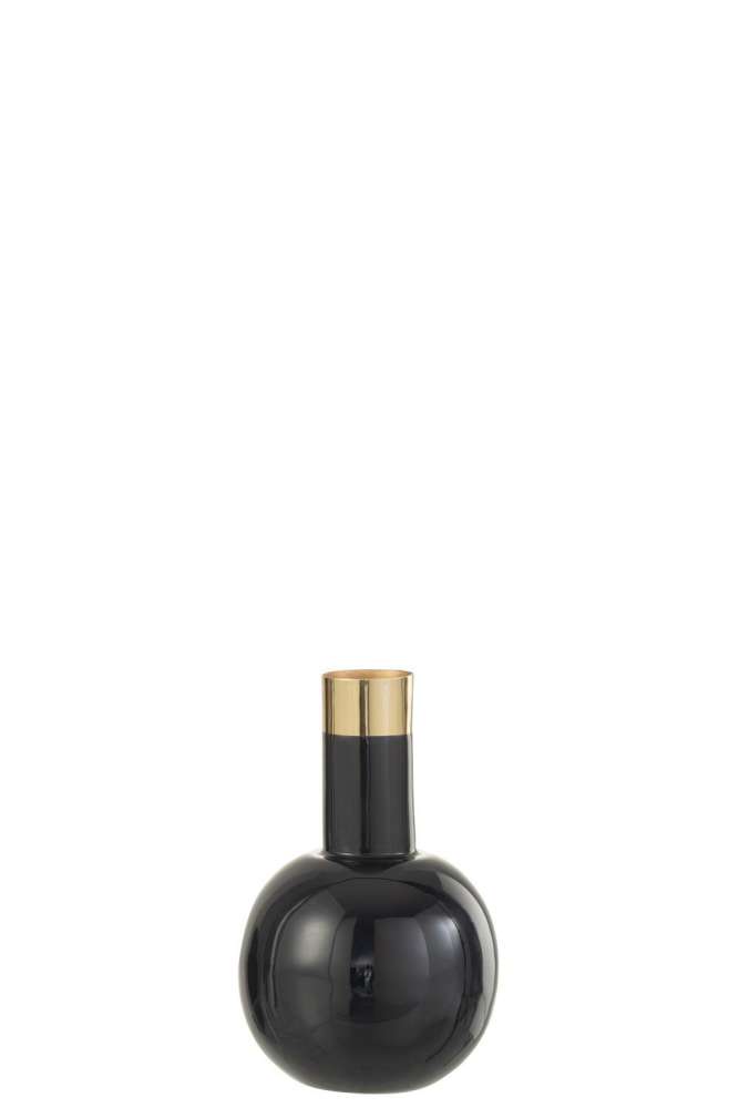 VASE GOLD BORDER METAL SHINY DARK BLUE