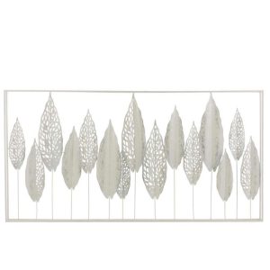 WALL DECO LEAVES METAL WHITE