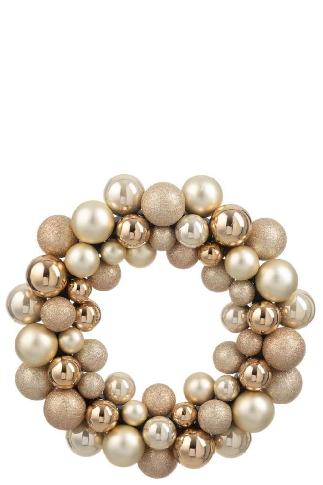 WREATH CHRISTMAS BAUBLES PLASTIC BEIGE/ECRU