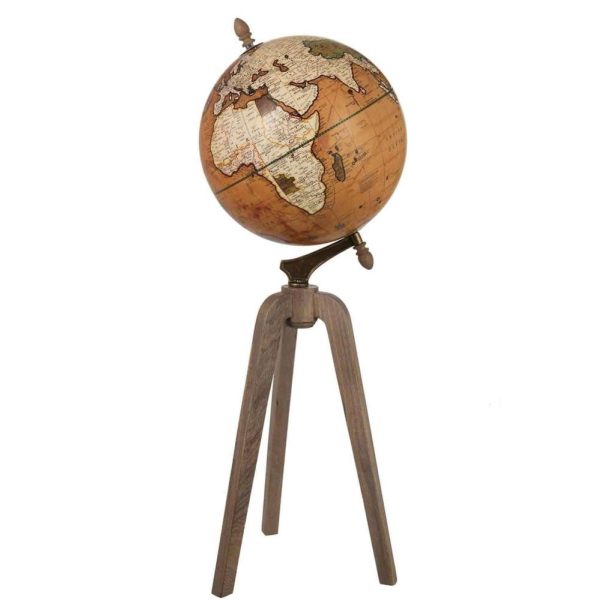 GLOBE ON FOOT WOOD RUST/NATURAL EXTRA LARGE