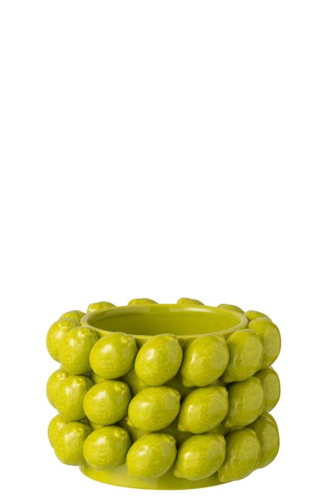 FLOWERPOT LIMES CERAMIC GREEN MEDIUM