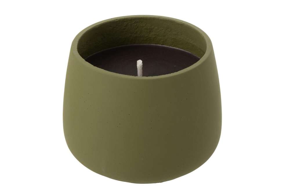 OUTDOOR CANDLE CYRA CEMENT GREEN LARGE-48  HOURS