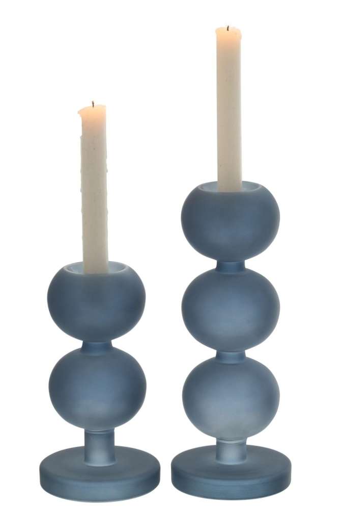 SET OF 2 CANDLEHOLDERS MALIK GLASS BLUE