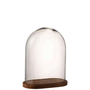 BELL JAR OVAL WOOD/GLASS TRANSPARENT/DARK BROWN SMALL