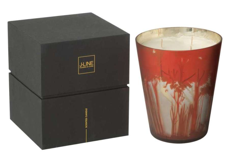 SCENTED CANDLE NOA FOREST SOYA RED/GOLD COLORED LARGE-95H