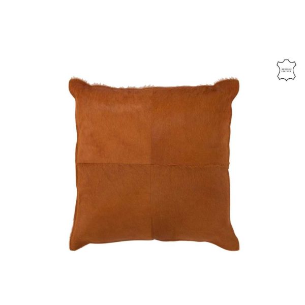 CUSHION COWHAIR LEATHER CAMEL