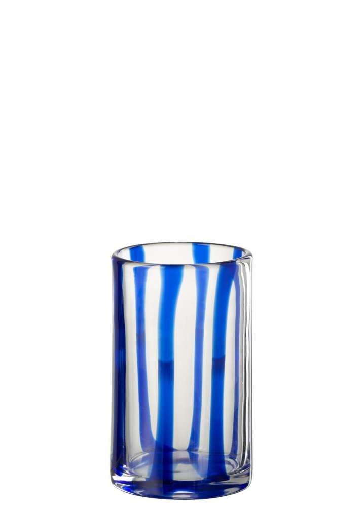 DRINKING GLASS STRIPES GLASS TRANSPARENT/BLUE