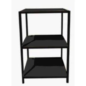 SHOP IN SHOP PRESENTATION TABLE SET 3PLANKS HIGH METAL BLACK/WOOD MELAMINE OAK LARGE