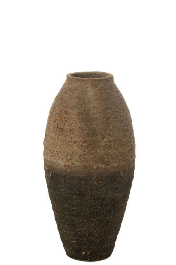 VASE ANTIQUE CEMENT BROWN/BLACK SMALL