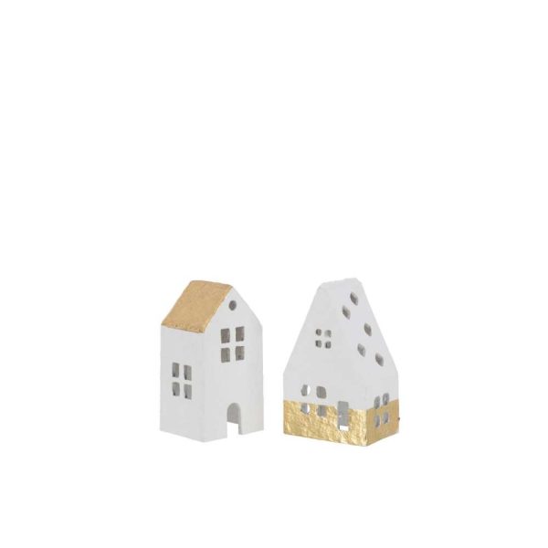 HOUSE COTTON MACHE WHITE WITH GOLD SMALL ASSORTMENT OF 2