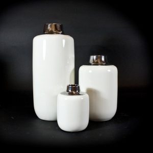 Vase Hvit/Sølv Liten 15Cm