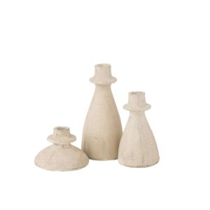 SET OF 3 CANDLEHOLDERS AGORA TERRA BEIGE