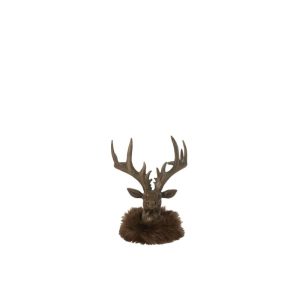 HEAD DEER FUR RESIN BROWN SMALL
