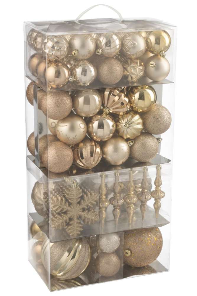 BOX OF 80 CHRISTMAS BAUBLE PLASTIC BEIGE/ECRU