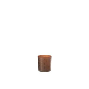 TEALIGHT HOLDER ARC GLASS ORANGE SMALL