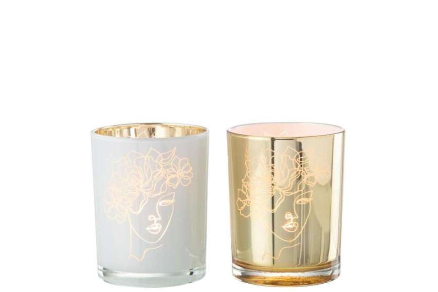 HURRICANE LADY HAIR FLOWERS GLASS WHITE/GOLD MEDIUM ASSORTMENT OF 2