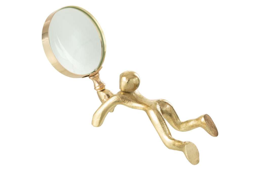 MAGNIFYING GLASS PERSON ALUMINIUM/GLASS GOLD