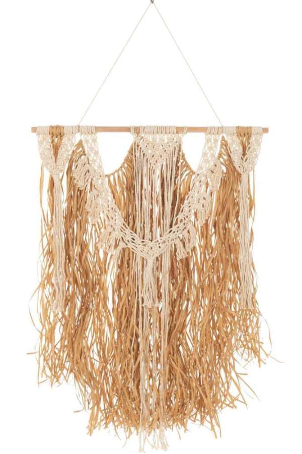 WALL DECORATION MACRAME COTTON ECRU RAFFIA NATURAL