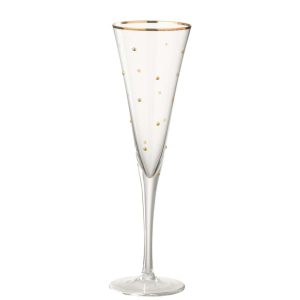 CHAMPAGNE GLASS DOTS GLASS TRANSPARENT/GOLD COLORED