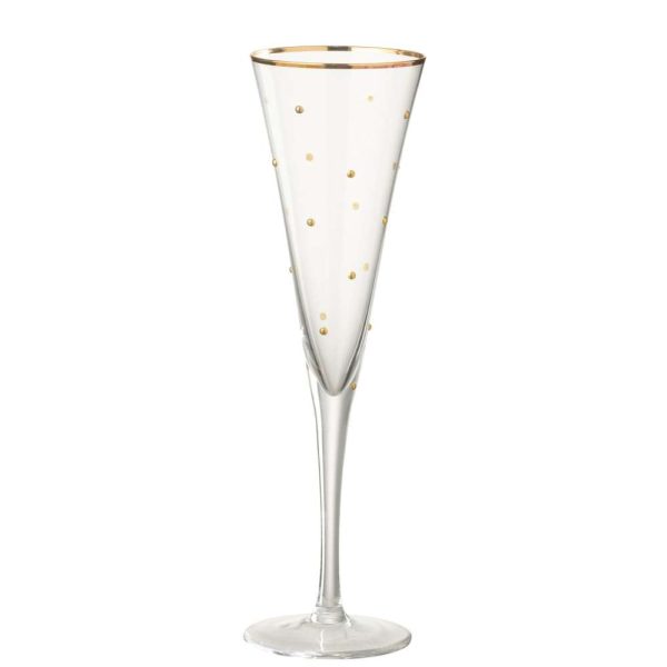 CHAMPAGNE GLASS DOTS GLASS TRANSPARENT/GOLD COLORED