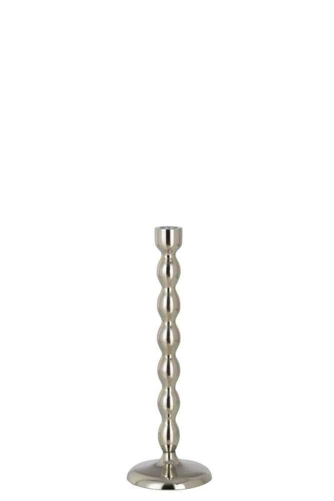 CANDLESTICK SPHERE SHINY ALUMINIUM SILVER SMALL