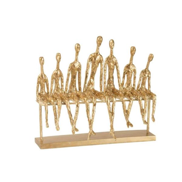 7 PEOPLE SITTING ON A BANK POLY GOLD