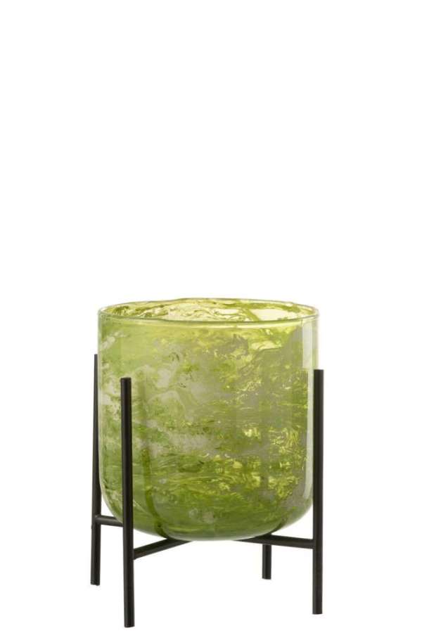 HURRICANE STAND GLASS/IRON MARBLE GREEN MEDIUM