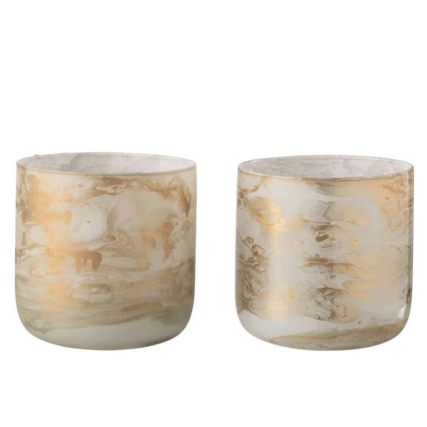 HURRICANE MARBLE GLASS GOLD/WHITE LARGE ASSORTMENT OF 2
