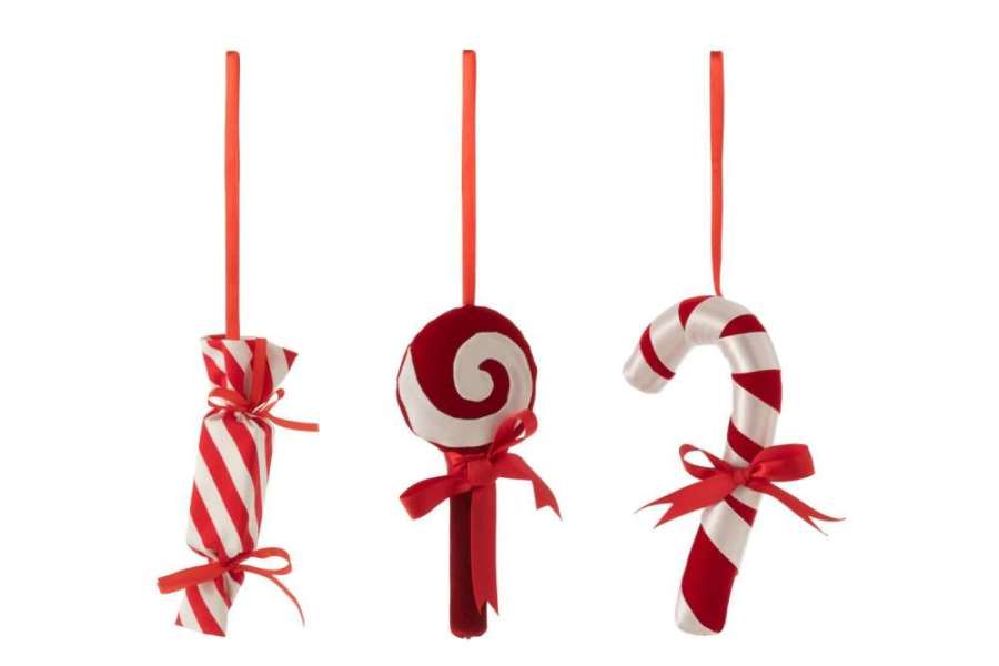 HANGER CANDY TEXTILE RED/WHITE ASSORTMENT OF 3
