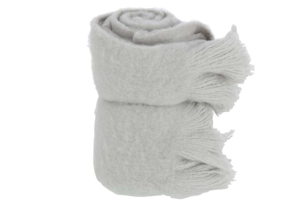THROW WITH FRINGES POLYESTER GREY