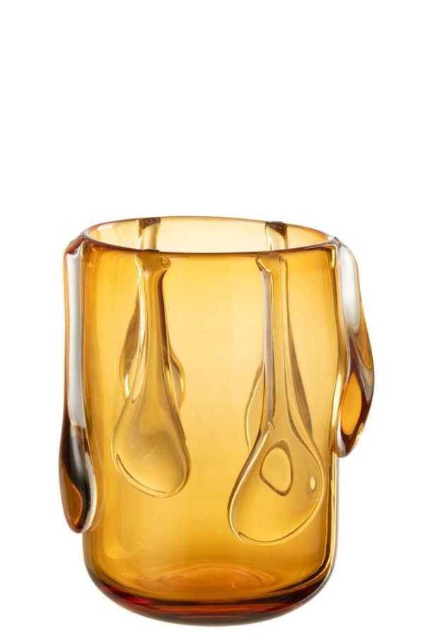 VASE DRIPPY GLASS AMBER SMALL