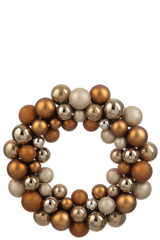 WREATH CHRISTMAS BAUBLES PLASTIC BROWN