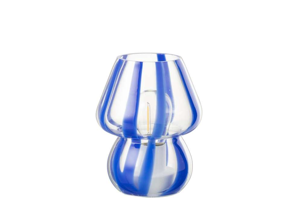 TABLE LAMP STRIPES GLASS TRANSPARENT/BLUE SMALL