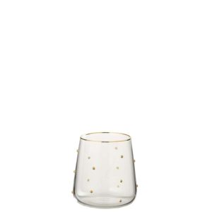 DRINKING GLASS DOTS GLASS TRANSPARENT/GOLD COLORED