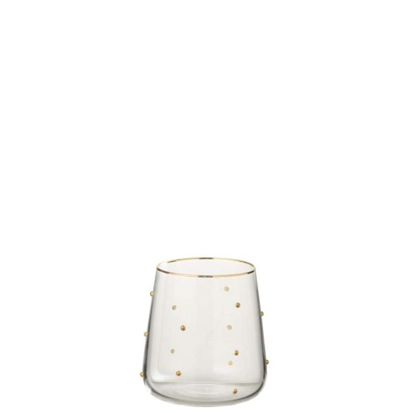 DRINKING GLASS DOTS GLASS TRANSPARENT/GOLD COLORED