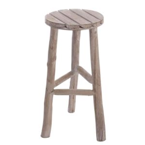 STOOL ROUND WOOD WHITE WASH M