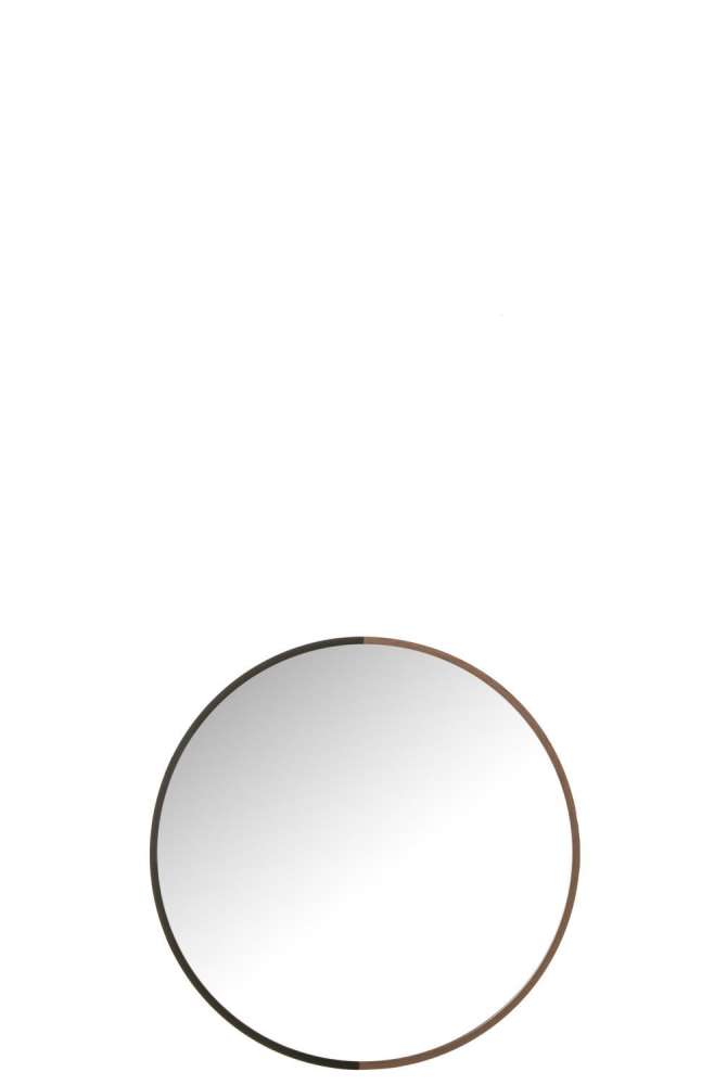 MIRROR ROUND METAL/WOOD BLACK SMALL
