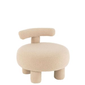 STOOL ROUND WITH CHAIRBACK BOUCLÉ WARM BEIGE