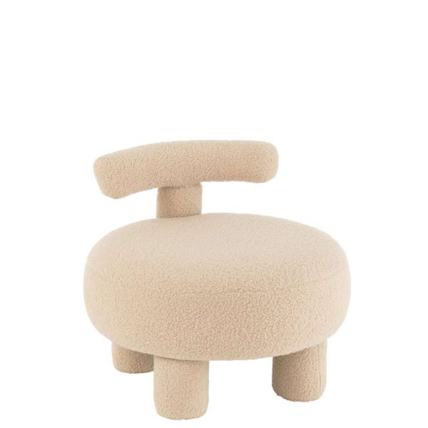STOOL ROUND WITH CHAIRBACK BOUCLÉ WARM BEIGE