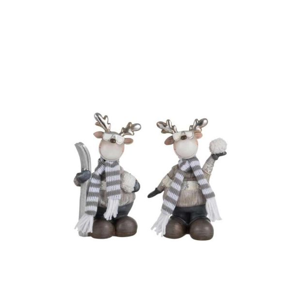 REINDEER WITH GLASSES POLY WHITE/GREY MEDIUM ASSORTMENT OF 2