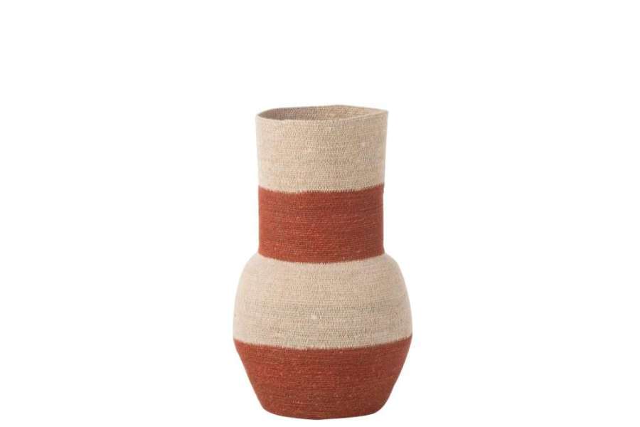 VASE STRIPES SEAGRASS NATURAL/TERRACOTTA
