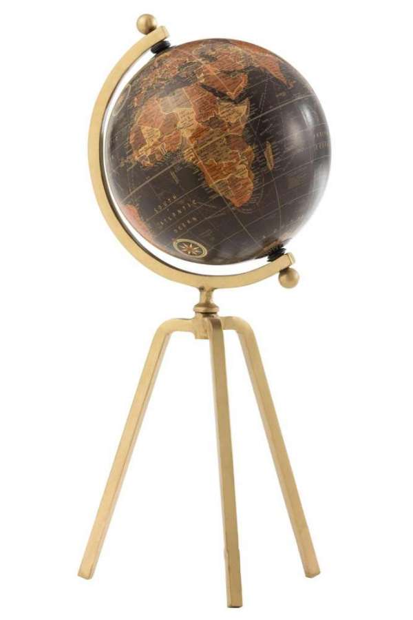 GLOBE TRIPOD IRON/PLASTIC GOLD/BLACK LARGE