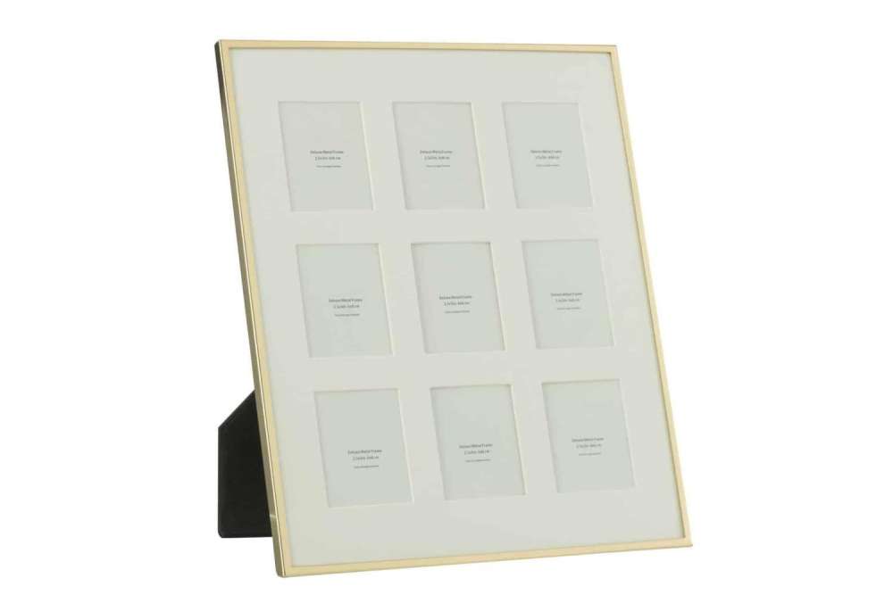 PHOTO FRAME PASSE PARTOUT FNE BORDER 9 PIECES 5X6,5 METAL GOLD