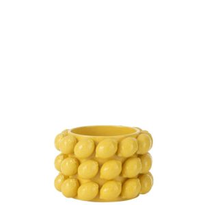FLOWERPOT LEMONS CERAMIC YELLOW MEDIUM