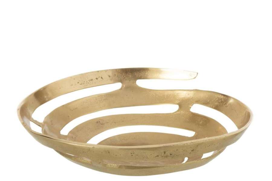 DECORATIVE BOWL ALUMINIUM GOLD COLORED LARGE