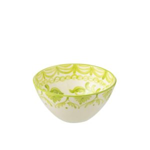 BOWL GRANADA HIGH CERAMIC WHITE/GREEN MEDIUM