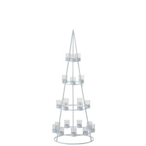 TREE 21 TEA LIGHT HOLDERS METAL/GLASS WHITE