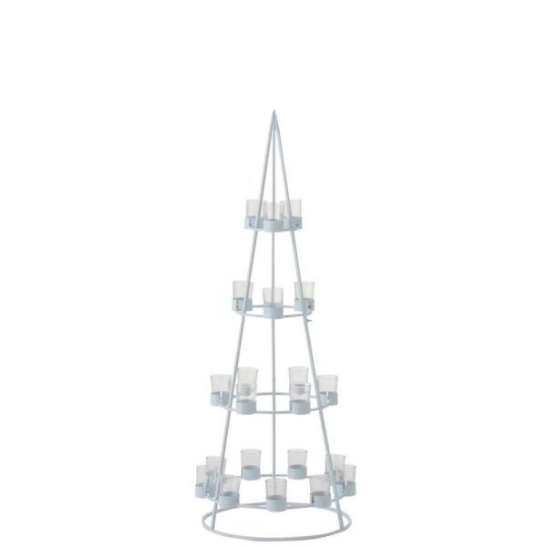TREE 21 TEA LIGHT HOLDERS METAL/GLASS WHITE